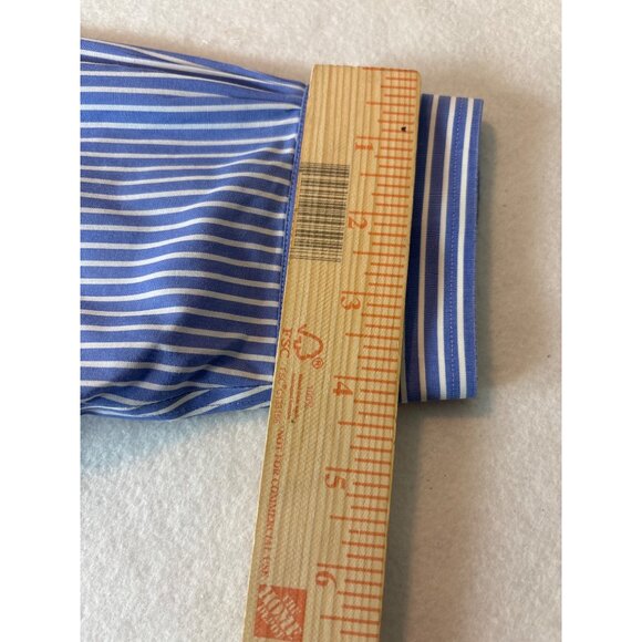 Brooks Brothers Mens Non-Iron Slim Fit Dress Shirt 16.5/34 Blue & White Striped - Picture 8 of 11